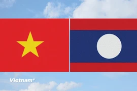 Cờ Việt Nam và cờ Lào. (Ảnh: Vietnam+)