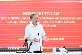 Tổng Bí thư Tô Lâm phát biểu tại buổi làm việc với Ban Thường vụ Đảng uỷ phường Xuân Hòa, Thành phố Hồ Chí Minh. (Ảnh: Thống Nhất/TTXVN)