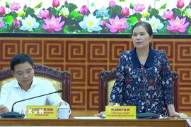 Bí thư Tỉnh ủy Lai Châu Giàng Páo Mỷ phát biểu tại buổi làm việc. (Ảnh: TTXVN phát)