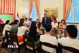 Đại sứ Vũ Lê Thái Hoàng phát biểu tại sự kiện. (Ảnh: Đức Thắng/TTXVN)