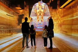 Khách du lịch đang xem triển lãm Vua Tutankhamun tại GEM. (Ảnh: egypttimetravel)