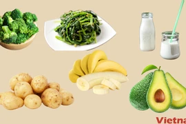 Những thực phẩm giàu kali giúp thải muối thừa trong cơ thể. (Ảnh: Vietnam+)