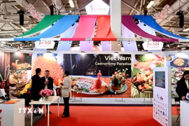 Gian hàng của Việt Nam gây ấn tượng tại hội chợ Du lịch ITB Berlin. (Ảnh: Phương Hoa/TTXVN)