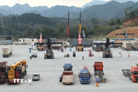 Hạ tầng bến bãi Công viên Logistics Viettel Lạng Sơn trong Khu Kinh tế cửa khẩu Đồng Đăng - Lạng Sơn. (Ảnh: Quang Duy/TTXVN)