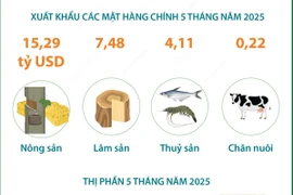 Xuất khẩu nông-lâm-thủy sản tăng 15,1% trong 5 tháng đầu năm 2025