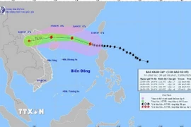 Hướng di chuyển của bão số 9 lúc 7 giờ, ngày 23/9. (Ảnh: TTXVN phát)