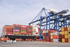 Cảng Container Quốc tế Tân Cảng Hải Phòng (TC-HICT) là cảng nước sâu đầu tiên vận hành tại miền Bắc có thể tiếp nhận tàu trọng tải lớn trên 145.000 tấn. (Ảnh: Minh Thu/TTXVN)