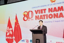 Ông Lý Gia Siêu phát biểu chúc mừng Quốc khánh Việt Nam. (Ảnh: Xuân Vịnh/TTXVN)