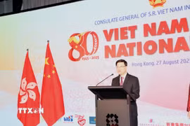 Ông Lý Gia Siêu phát biểu chúc mừng Quốc khánh Việt Nam. (Ảnh: Xuân Vịnh/TTXVN)