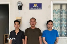 3 đối tượng gây rối trật tự công cộng ở phường Vũng Tàu được triệu tập lên làm việc. (Ảnh: TTXVN phát)