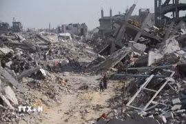 Cảnh tàn phá do xung đột tại trại tị nạn Jabalia, Dải Gaza, ngày 29/1/2025. (Ảnh: THX/TTXVN)