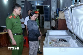 Bị can Lê Thị Bích Phượng cùng tang vật. (Ảnh: Công an Đồng Nai/TTXVN phát)