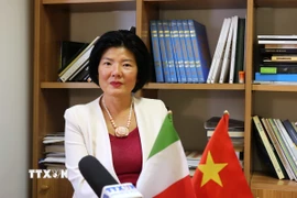 Tham tán thương mại Việt Nam tại Italy Dương Phương Thảo trả lời phóng viên TTXVN. (Ảnh: Trường Dụy/TTXVN)