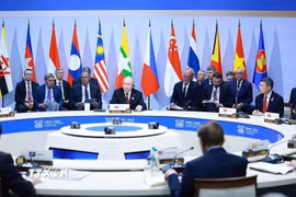 Phiên họp toàn thể Hội nghị Cấp cao Kỷ niệm 35 năm quan hệ ASEAN-Nga. (Ảnh: Dương Giang/TTXVN)