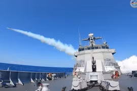 Tàu BRP Jose Rizal (FF-150) trong cuộc tập trận "Balikatan" Mỹ-Philippines năm 2024 tại thành phố Laoag, Ilocos Norte. (Nguồn: PNA)