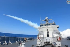 Tàu BRP Jose Rizal (FF-150) trong cuộc tập trận "Balikatan" Mỹ-Philippines năm 2024 tại thành phố Laoag, Ilocos Norte. (Nguồn: PNA)