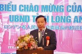 Chủ tịch UBND tỉnh Long An Nguyễn Văn Út phát biểu tại “Chương trình xúc tiến đầu tư - thương mại Long An - Nhật Bản năm 2025”. (Ảnh: Nguyễn Tuyến/TTXVN)