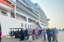 Tàu du lịch biển 5 sao quốc tế đưa khách đến thành phố Hạ Long. (Ảnh: Thùy Dương/TTXVN phát)