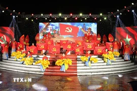 Tiết mục văn nghệ trong chương trình nghệ thuật đặc biệt “Sắc vàng non cao - Âm vang Tổ quốc”. (Ảnh: Tuấn Anh/TTXVN)