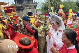 Nghi lễ của Lễ hội Điện Huệ Nam. (Ảnh: Văn Dũng/TTXVN)