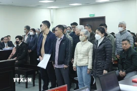 Các bị cáo tại phiên tòa. (Ảnh: Kim Anh/TTXVN)