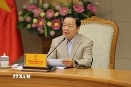 Phó Thủ tướng Trần Hồng Hà phát biểu tại cuộc họp. (Ảnh: Diệp Trương/TTXVN)