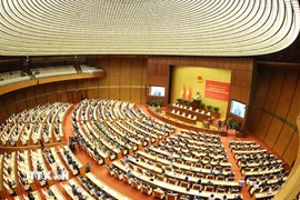 Quang cảnh hội nghị tại điểm cầu chính Hội trường Diên Hồng, Nhà Quốc hội, chiều 7/2. (Ảnh: Phương Hoa/TTXVN)