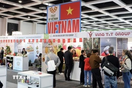 Quang cảnh Khu trưng bày của Việt Nam tại Hội chợ Fruit Logistica 2026. (Ảnh: Thùy Linh/TTXVN)