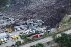 Ảnh chụp từ trên cao khu vực bãi rác Binaliw bị sập ngày 8 /1. (Ảnh: cebudailynews)