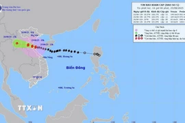Đường đi của bão số 5 lúc 13h ngày 25/8/2025. (Ảnh: TTXVN phát)
