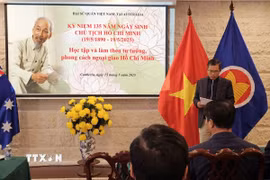 Đại sứ Phạm Hùng Tâm phát biểu tại buổi lễ. (Ảnh: TTXVN phát)