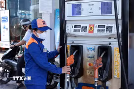 Điểm kinh doanh của Petrolimex số 1 Lương Yên, Hà Nội chuyển đổi 100% sang xăng E10. (Ảnh: Trần Việt/TTXVN)
