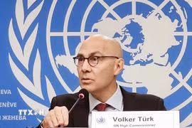 Cao ủy LHQ về nhân quyền Volker Turk phát biểu trong một cuộc họp báo ở Geneva, Thụy Sĩ. (Nguồn: Kyodo/TTXVN)