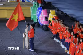 Đoàn thể thao Việt Nam tại lễ khai mạc SEA Games 33. (Ảnh: Minh Quyết/TTXVN)
