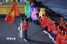 Đoàn thể thao Việt Nam tại lễ khai mạc SEA Games 33. (Ảnh: Minh Quyết/TTXVN)
