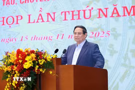 Thủ tướng Phạm Minh Chính khai mạc phiên họp lần thứ năm của BCĐ của Chính phủ về phát triển khoa học, công nghệ, đổi mới sáng tạo, chuyển đổi số và Đề án 06. (Ảnh: Dương Giang/TTXVN)