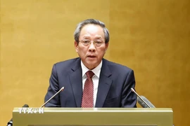 Đồng chí Hoàng Đăng Quang, Ủy viên Trung ương Đảng, Phó Trưởng Ban thường trực Ban Tổ chức Trung ương trình bày Chỉ thị của Bộ Chính trị về lãnh đạo cuộc bầu cử đại biểu Quốc hội khóa XVI và đại biểu Hội đồng nhân dân các cấp nhiệm kỳ 2026-2031. (Ảnh: Doãn Tấn/TTXVN)