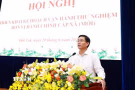 Bí thư Tỉnh ủy Đắk Lắk Nguyễn Đình Trung phát biểu chỉ đạo tại Hội nghị. (Ảnh: Hoài Thu/TTXVN)