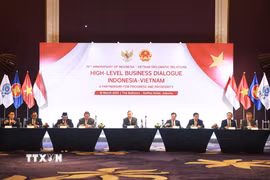 Tổng Bí thư Tô Lâm và đại biểu hai nước dự Tọa đàm doanh nghiệp Việt Nam - Indonesia. (Ảnh: Thống Nhất/TTXVN)