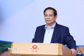 Thủ tướng Phạm Minh Chính chủ trì hội nghị. (Ảnh: Dương Giang/TTXVN)