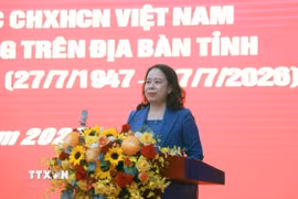 Đồng chí Võ Thị Ánh Xuân, Bí thư Trung ương Đảng, Phó Chủ tịch nước Cộng hòa Xã hội chủ nghĩa Việt Nam phát biểu. (Ảnh: Xuân Triệu/TTXVN)