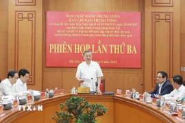 Tổng Bí thư Tô Lâm chủ trì Phiên họp thứ ba Ban Chỉ đạo Trung ương về tổng kết thực hiện Nghị quyết 18-NQ/TW. (Ảnh: Thống Nhất/TTXVN)