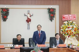 Thượng tướng Trần Quang Phương, Ủy viên Trung ương Đảng, Phó Chủ tịch Quốc hội phát biểu. (Ảnh: Ngọc Thiện/TTXVN)