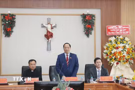 Thượng tướng Trần Quang Phương, Ủy viên Trung ương Đảng, Phó Chủ tịch Quốc hội phát biểu. (Ảnh: Ngọc Thiện/TTXVN)