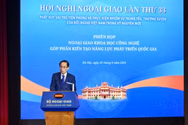 Bộ trưởng Bộ Ngoại giao Lê Hoài Trung nhấn mạnh ngoại giao khoa học-công nghệ và đổi mới sáng tạo đang trở thành một trụ cột quan trọng của nền ngoại giao. (Ảnh: Minh Sơn/Vietnam+)
