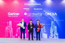 Viettel High Tech được Gartner ghi nhận trong báo cáo Magic Quadrant for CSP 5G RAN Infrastructure Solutions 2025, được công bố tại sự kiện quốc tế Open RAN Connect 2025, do Viettel tổ chức tại Hà Nội. (Ảnh: PV/Vietnam+)