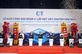 Lễ khởi công Nhà máy bán dẫn CT Semiconductor. (Ảnh: PV/Vietnam+)