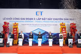 Lễ khởi công Nhà máy bán dẫn CT Semiconductor. (Ảnh: PV/Vietnam+)
