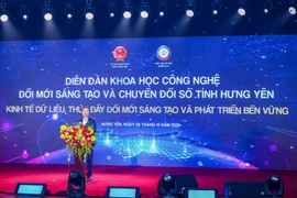Diễn đàn Khoa học công nghệ, đổi mới sáng tạo và chuyển đổi số với chủ đề 'Kinh tế dữ liệu, thúc đẩy đổi mới sáng tạo và phát triển bền vững' đã chính thức diễn ra tại Hưng Yên. (Ảnh: NDA)