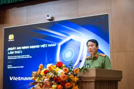 Đại tướng Lương Tam Quang - Bộ trưởng Bộ Công an phát biểu tại Lễ kỷ niệm. (Ảnh: Minh Sơn/Vietnam+)